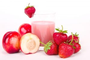 Plum Strawberry and Coconut Juice