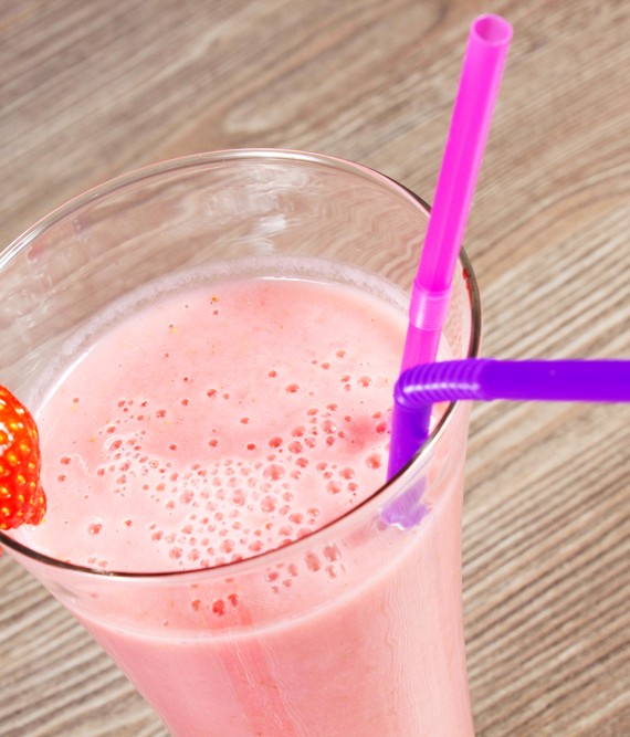 Strawberry and Plum Milkshake with Hemp Seeds